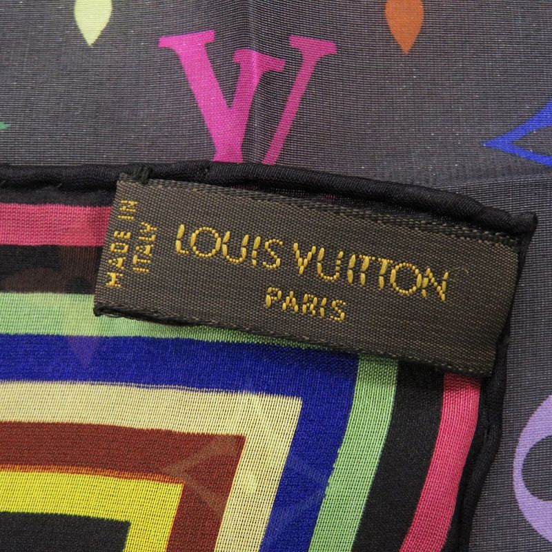 Louis Vuitton Monogram M71912 Silk Black Multicolor Mini Scarf LV 0018 Louis