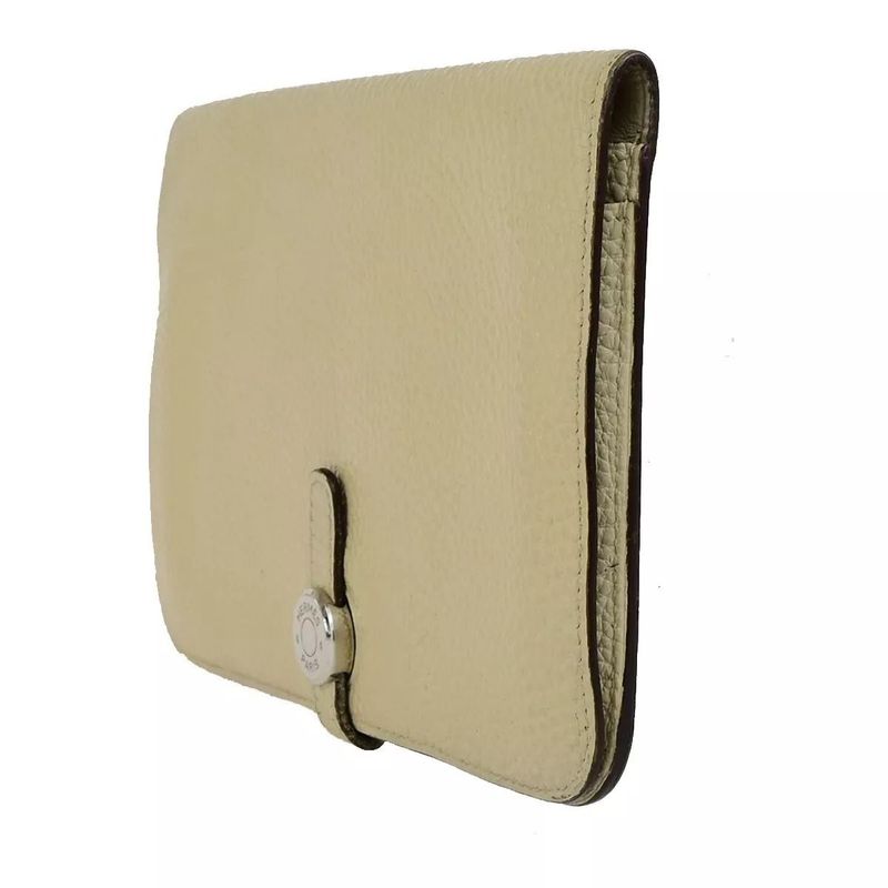 Hermes Dogon GM Togo Beige Silver Hardware Engraved □L (2008) Long Wallet