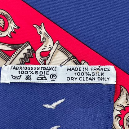 Hermes Carre 90 L Atlantide Atlantis Continental Silk Scarf Navy