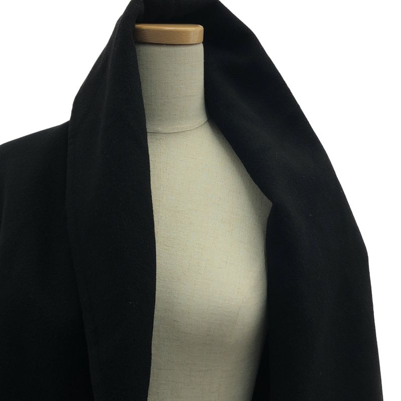 Hermes Leather Belt Cashmere Draped Coat - 34 - Black - Women