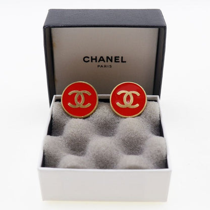 Chanel Coco Mark Gold Plated Red 01P Ladies 8.5g Earring
