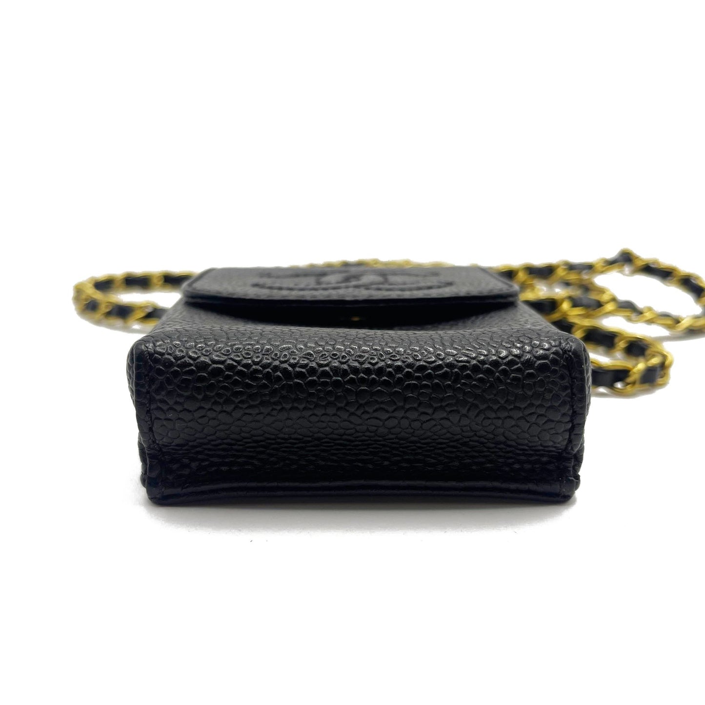 CHANEL Vintage Mini Flap Caviar Leather Pouch Cigarette Case Crossbody