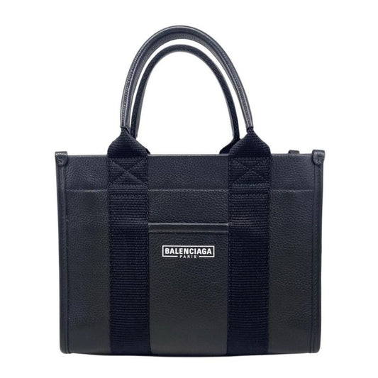 Balenciaga Handbag Hardware XS Tote Bag 693662 Leather Canvas Logo Black Silver