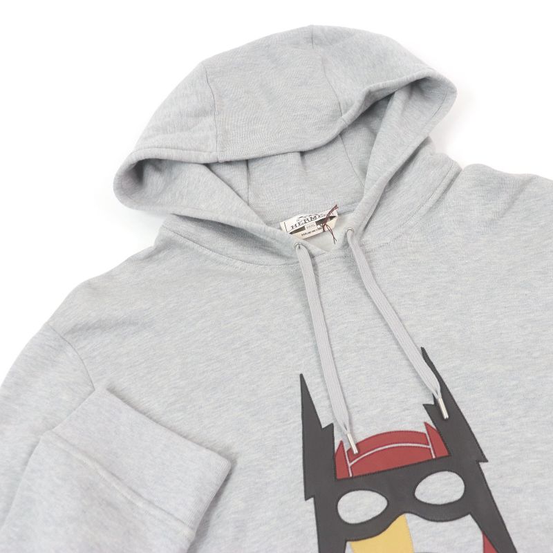 Hermes 2022 267680h Sheepskin Horse Lambleather Patches Pullover Hoodie Grey