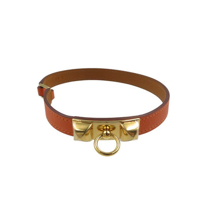Hermes Rival Doubletour Engraved U Vossift Orange 2-strand Bracelet 1342 Hermes