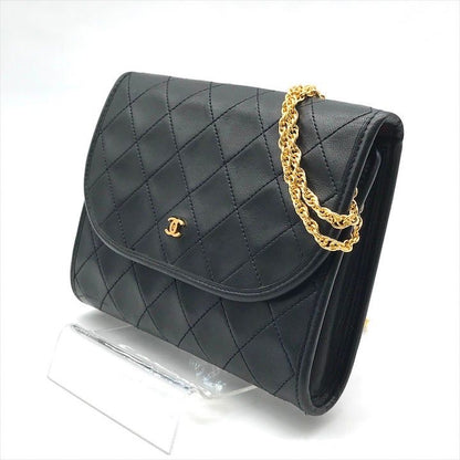 Chanel CC Logo Mini Quilted Chain Shoulder Bag Pouch Black