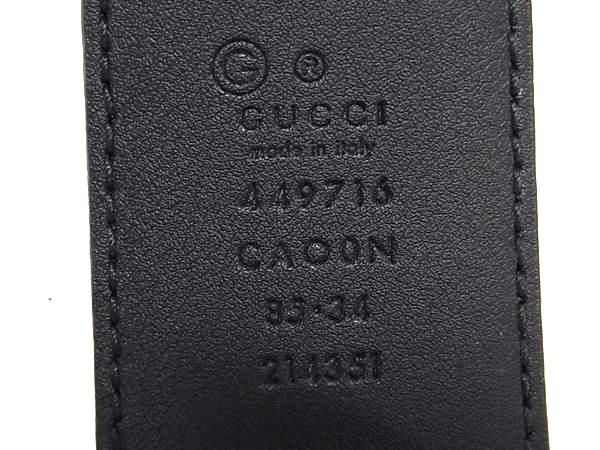 Gucci 449716 Leather Silver Hardware Belt Size 85.34 Men's Black