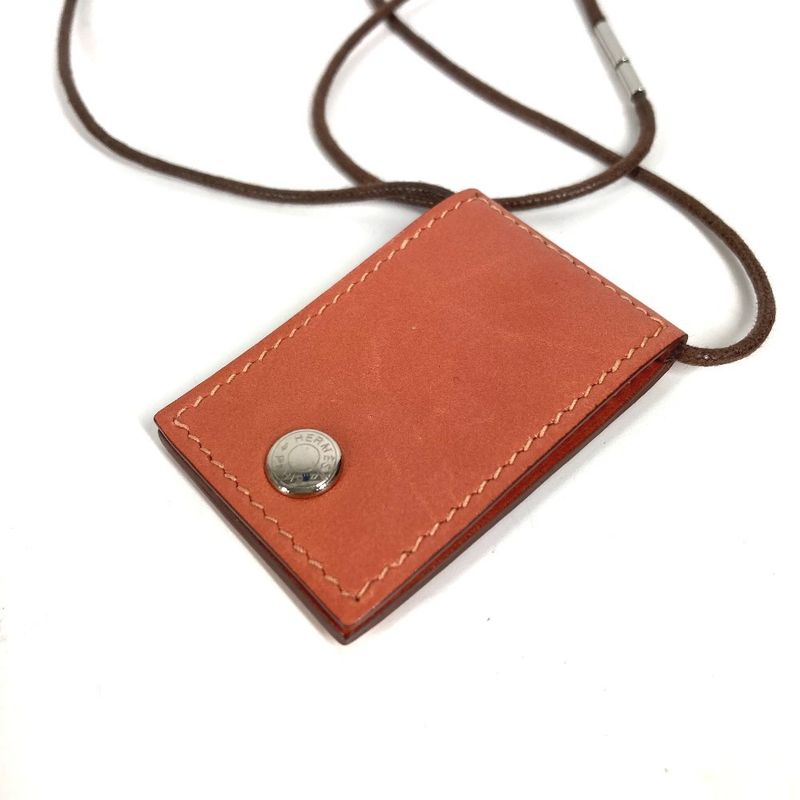 Hermes Necklace Photo Case Photo Pendant Leather Pink