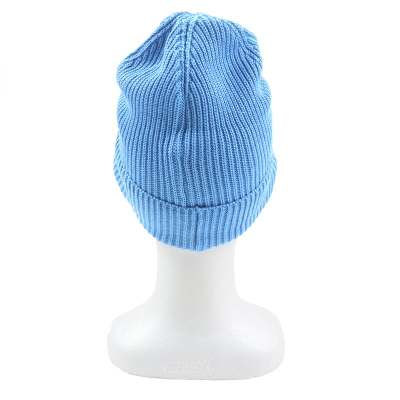 Moncler Moncler 2023 100% Cotton Hat With Logo Patch Blue Knit Cap Blue Made