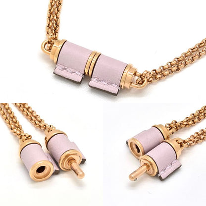 Hermes Charnières PM Necklace Swift Leather Gold Color Metal Neck Circumference