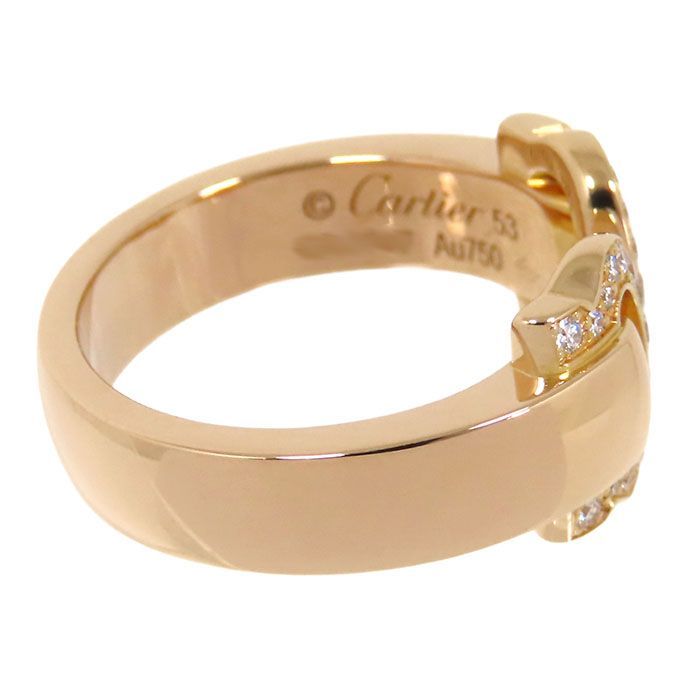 Cartier 2C Bouclecse Diamond Ring 18K Pink Gold 750 Pink Gold Diamond #53