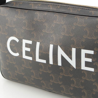 Celine Triomphe Canvas Medium Messenger Logo Shoulder Bag Brown Black