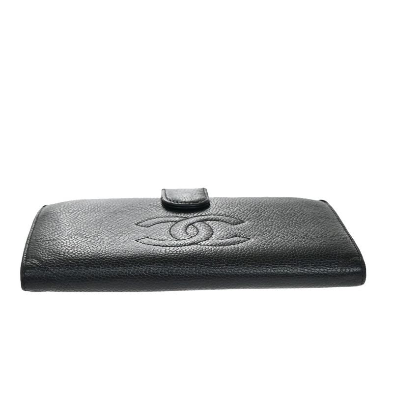 Chanel Caviar Skin CC Wallet Bifold Wallet Black Leather 30ka681