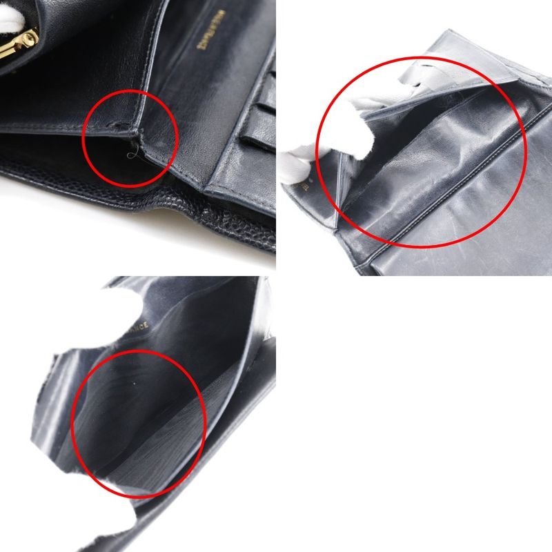 Chanel Caviar Skin Black Women's Long Wallet