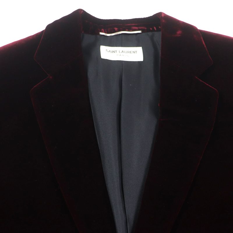  Saint Laurent Paris 464740 Velour 100% Silk Lining Single Jacket Tailored