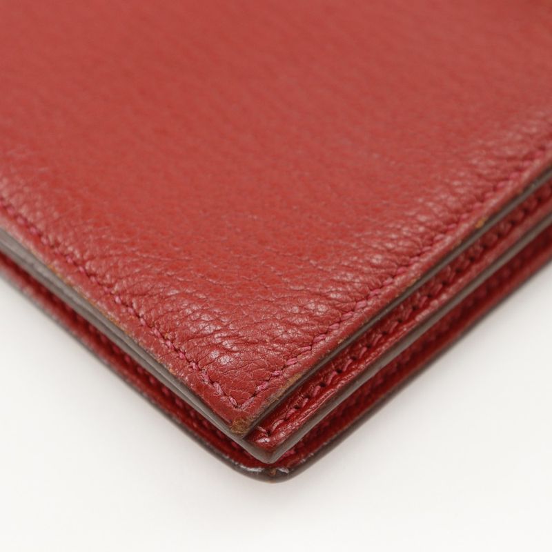 Hermes Bearn Souffle Red □K Ladies Bifold Wallet