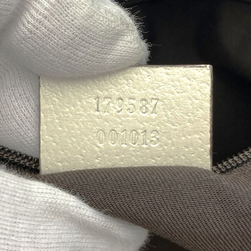 Gucci 179587 001013 GG Canvas Tote Handbag Leather Women