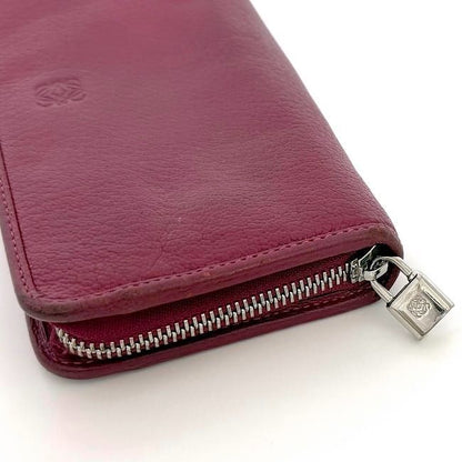 Loewe Round Zipper Long Wallet Pink Amazona Wallet Leather Preowned