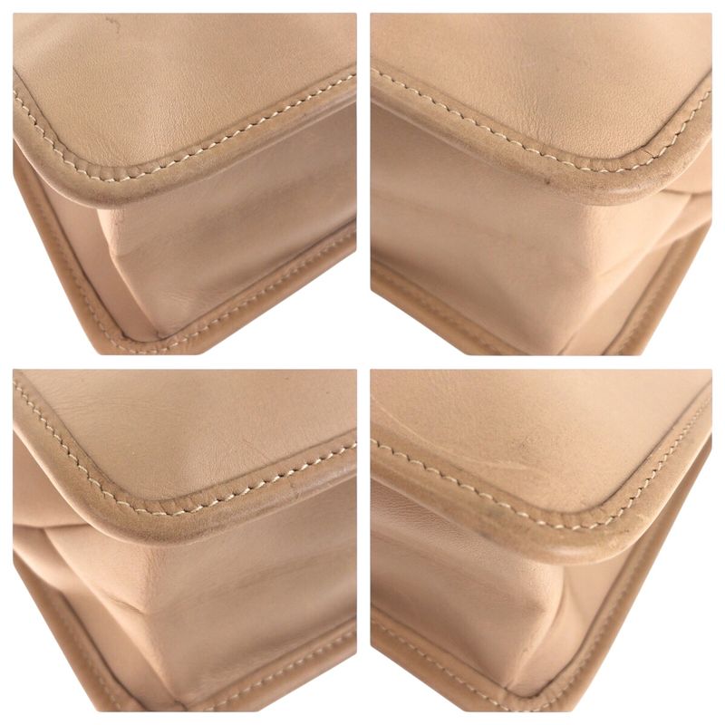 Gucci Beige Gold Hardware Leather 91762 Shoulder Bag Pochette Women 504893