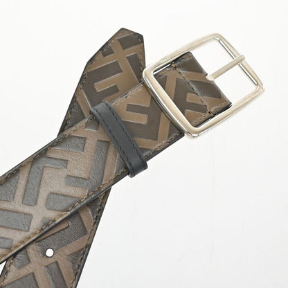 Fendi Belt FF Logo Zucca Pattern Brown Black Silver 37ka756