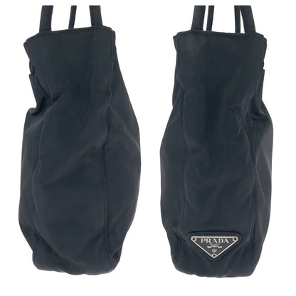 Prada Tessuto Triangle Logo Plate Black Silver Hardware Nylon Tote Handbag