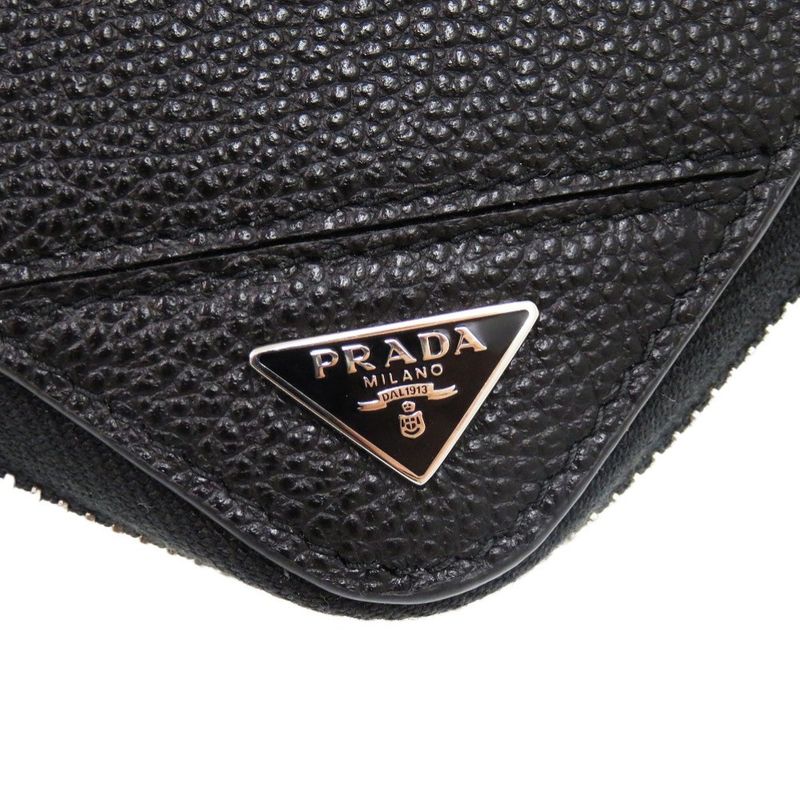 Prada Soft Calf Triangle 2ml317 Leather Black 0781 Black Long Wallet Prada