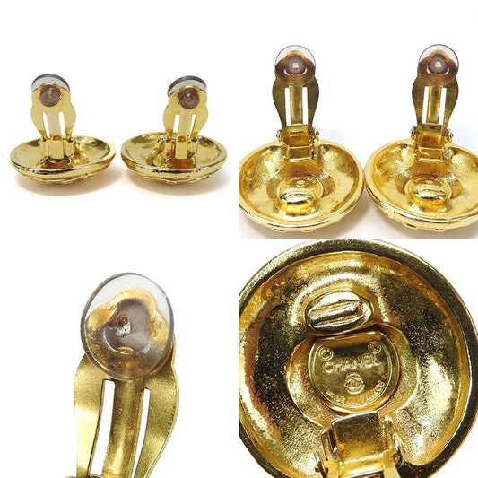 Chanel Earring Coco Mark Gold Plated GP Accessories Jewelry Small Fashionable