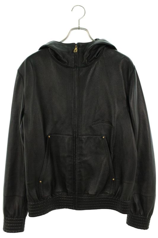 Louis Vuitton Rm242mq TV8 Hrl48e Logo Leather Hoodie Zip Blouson Men 48