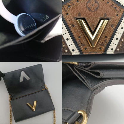 Louis Vuittonportefeuille Twisted Chain Wallet Black And Brown And White PVC