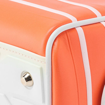 DIOR 2WAY Mini Boston Bag Leather X Rubber Orange X White With Gold Hardware