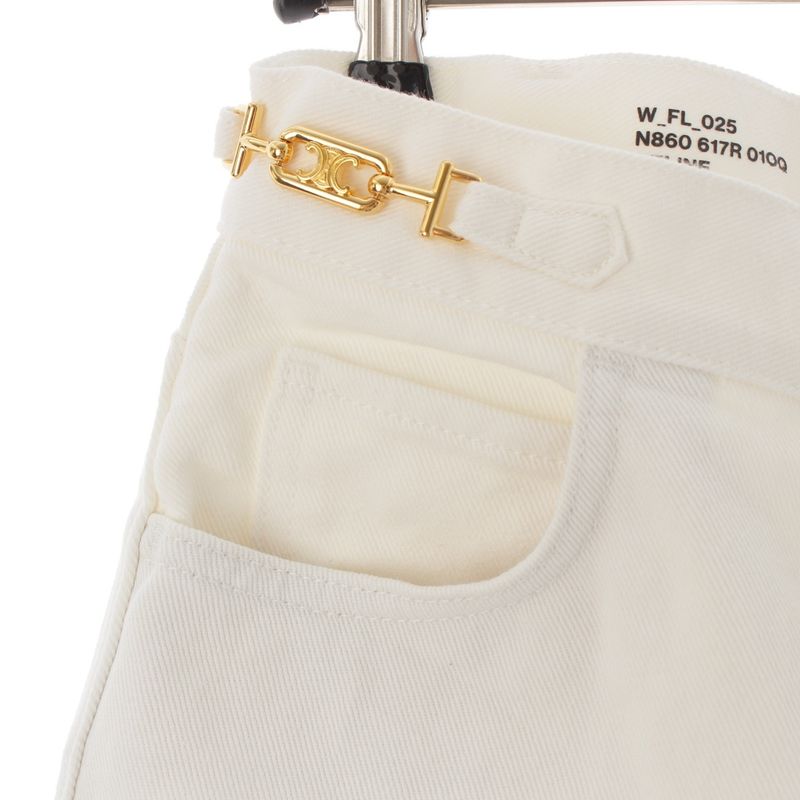 Celine Cotton Triomphe Denim Pants Jeans Bottoms N860 617R 01OQ White 25