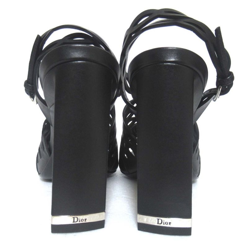 Unused Christian DIOR Tattoo Leather Ankle Strap High Heel Sandals 35.5d