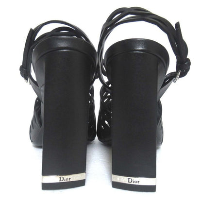 Unused Christian DIOR Tattoo Leather Ankle Strap High Heel Sandals 35.5d