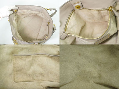 Authentic Prada Leather 2WAY Shoulder Bag Handbag Gray Bag Pre-owned [follow-up