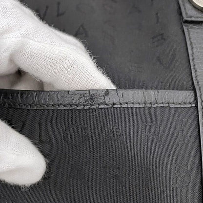 Bulgari Tote Bag Black Logomania Light Nylon Leather Preowned