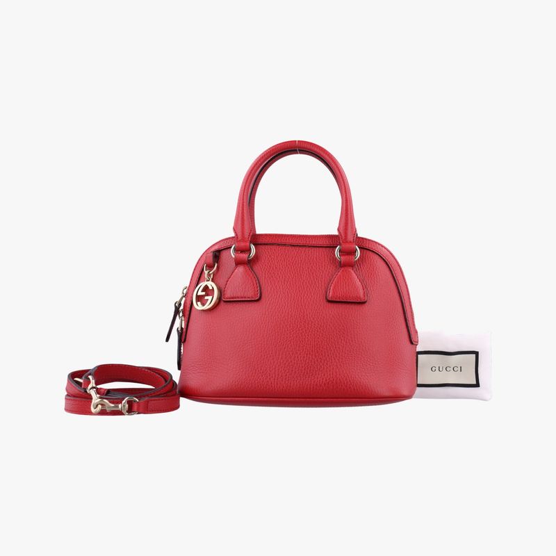 Gucci Interlocking G Charm Dome Red Leather 449661 I023724370