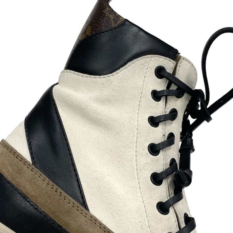 Louis Vuitton Laurie Line Monogram Boots Short Boots Shoes Suede Leather Off