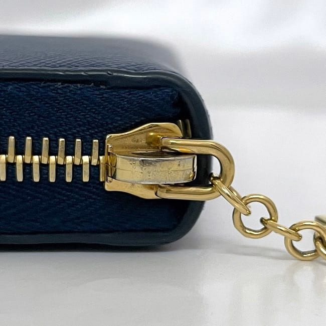 Prada Round Zipper Long Wallet Blue Wallet Excellent Condition Saffiano Leather