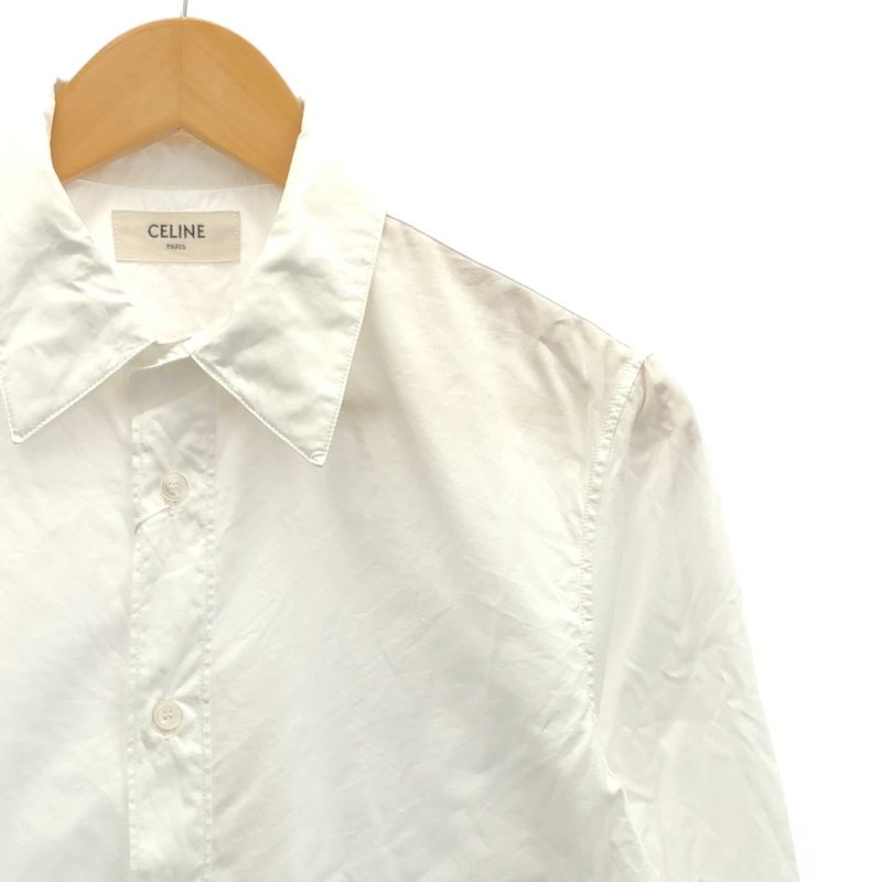 Celine - Cotton Poplin Long Sleeve Shirt - 37 - White - Mens