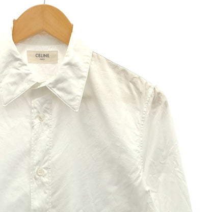 Celine - Cotton Poplin Long Sleeve Shirt - 37 - White - Mens