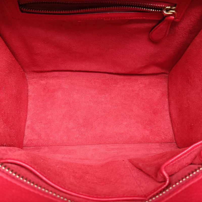 Celine Luggage Micro Shopper Red Leather U-at-0124 U-cu-0124