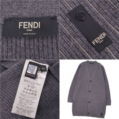 Fendi Knit Long Cardigan With Ball Chain