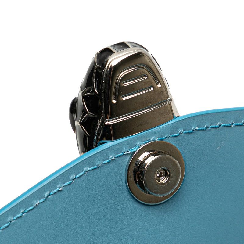 Bulgari Serpenti Chain Shoulder Bag Blue Leather Women Bvlgari