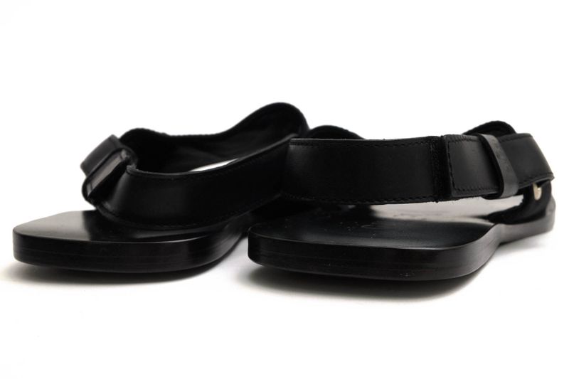 Gucci Sandals Shoes Men Nylon Leather Genuine Black 116 1092 Sandalo Tessuto