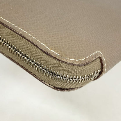 Hermes Long Wallet Azap Lock Silkine Vaux Epson Etoupe Silver Hardware Engraved