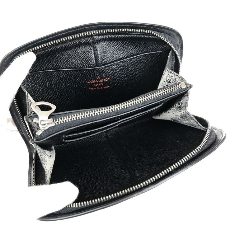 Louis Vuitton Wallet Epi Fold Long Wallet Round Zipper Wallet Black White