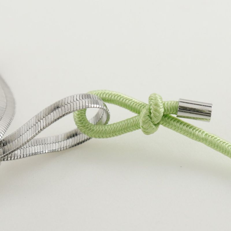 Dior CD Ribbon Metal And Rubber Silver/yellow Green Ladies 4.6g Bracelet