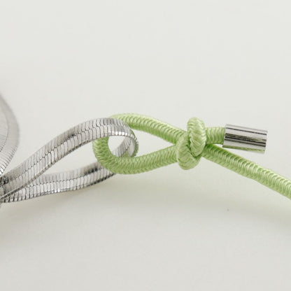 Dior CD Ribbon Metal And Rubber Silver/yellow Green Ladies 4.6g Bracelet