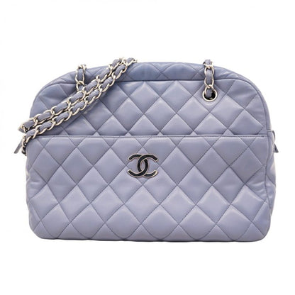 Chanel Shoulder Bag Matelasse Lambskin Purple Silver Hardware Women