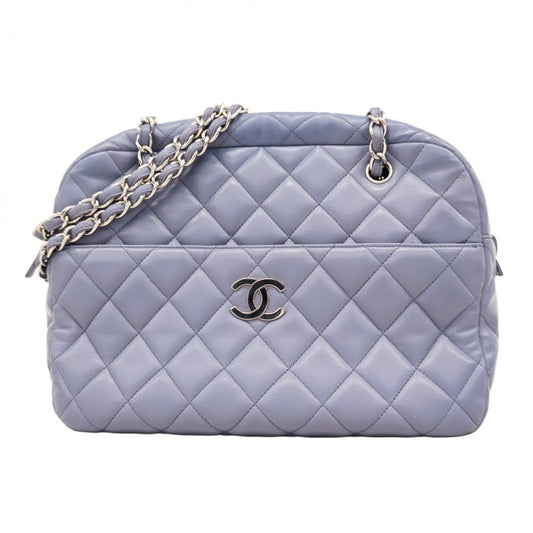 Chanel Shoulder Bag Matelasse Lambskin Purple Silver Hardware Women